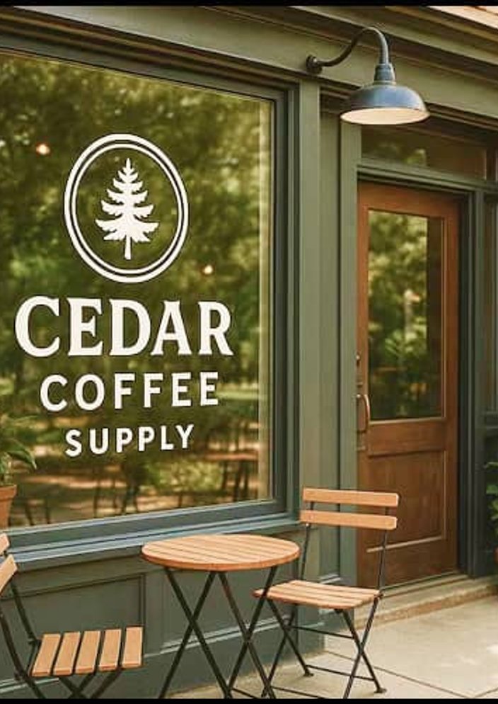 custom logo decal displayed on a coffee shop window